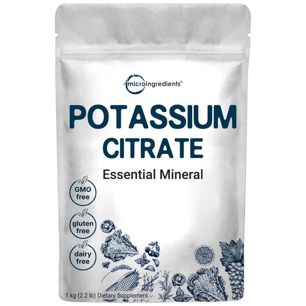 US Origin Potassium Citrate Powder, 1 KG (35 Ounce), Essential Electrolyte Supplement, Supports Mineral Balance, Heart Health and Immune System, Vegan Friendly