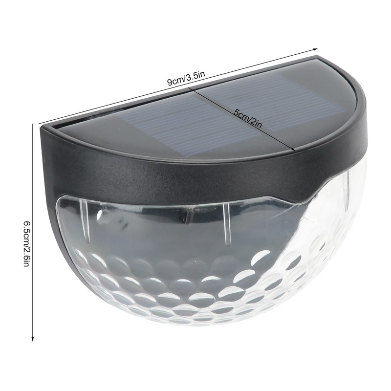 4Pcs Outdoor Waterproof Semicircle 6LED Solar Power Wall Lamp Black