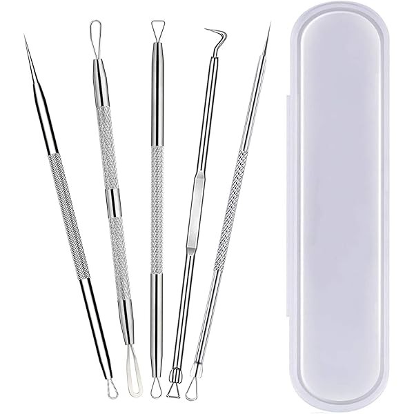 Pimple Popper Tool Kit,Blackhead Remover Tool 5 Pcs Blackhead Extractor