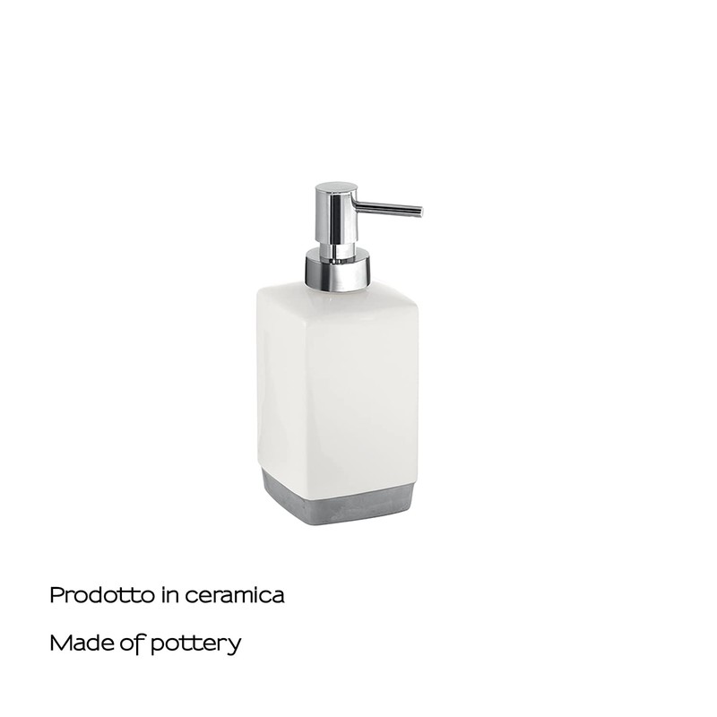 Gedy G-Lucy White Ceramic Soap Dispenser for Bathroom, Dimensions: 17.5