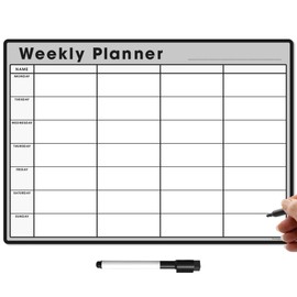 TMS Magnetic Weekly Planner for Fridge | Made in The UK | Whiteboard, Memo Board, Calendar or Organiser for Work or Family Planning (Grey, A3 (42 x 30cm))