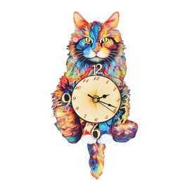 KAAYEE 3D Wooden Puzzles for Adults Maine Coon Clock - Model Building Kit ‌‌Cat Clock Puzzle Creative Craft Gift Home Deco for DIY Enthusiasts, Brain Teaser Building Set Birthday Gifts