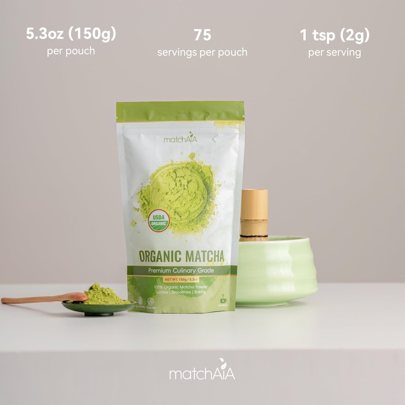 MatchAiA Organic Matcha Green Tea Powder - Premium Culinary Grade,