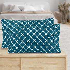 Elegant Comfort Pattern Printed Pillowcases 2-Piece Set Egyptian Quality 1500 Thread Count Timeless Classic Designs Soft and Smooth Weave, Wrinkle Resistant, Bloomingdale King Pillowcase, Turquoise