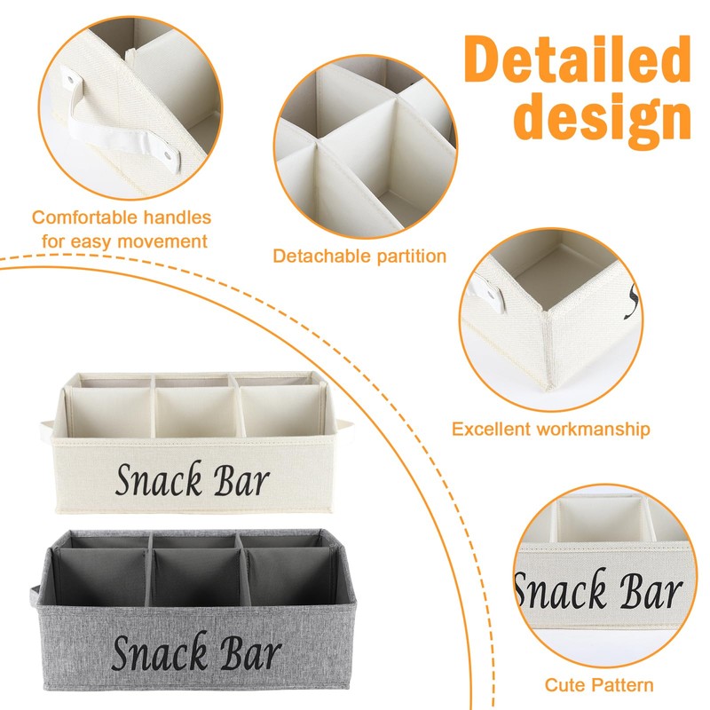 Xbopetda Snack Organizer for Countertop, 2 Pack Fabric Snack Container