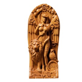 ZXPJUA Goddess Lilith Demoness Statue Blood Moon Queen of The Death Witchcraft Wood Sculpture Occult Decor Lucifer，Altar Crafts, Creative Desktop Decorations (Wood)