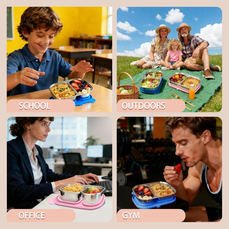 2 Pack Stainless Steel Snack Containers for Kids & Adults