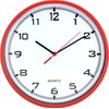 MPM Quality Design Plastic Wall Clock, Red/White, Quartz Stepper Motor,