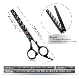 Ciicii® Kit De Tijeras Barbero Profesional 12 Pzs, Tijeras Para Cortar Cabello,tijeras De Corte De Cabello De Acero Inoxidable De 6.7 Pulgadas, Tijeras Multiusos Para Peluquerías, Salones Y El Hogar.
