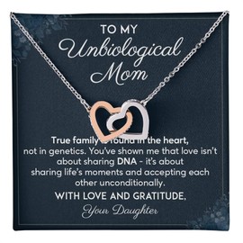 Unbiological Mom Necklace For Women, Gift For Bonus Mom, Step Mom, Jewelry For Mother’s Day, Christmas, Birthday, Gifts From Daughter To Bonus Mom (LED Luxury Box, 14k White Gold)