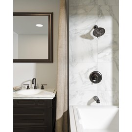 Bronze Shower Tub Faucet Set: WOWOW Single Handle Bathroom Shower Trim Kit with 6-Inch Rain Shower Head and Tub Spout, Oil Rubbed Bronze Shower Combo Wall Mount (Valve Included)