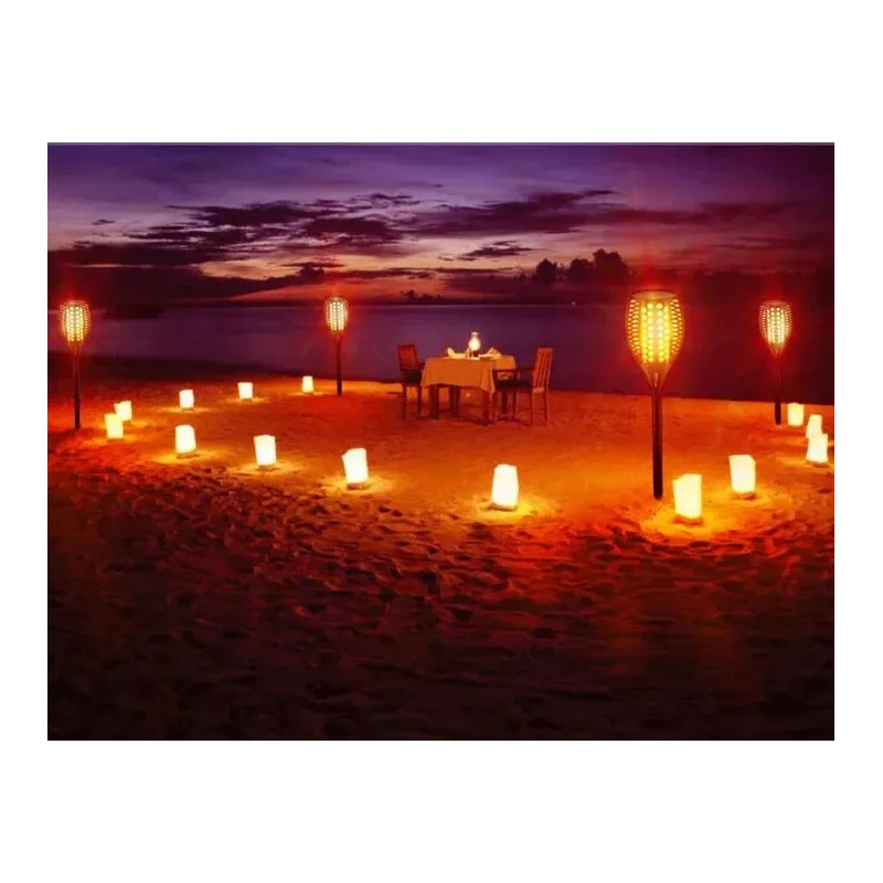 Newbeegoods 4 Pack Solar LED Flame Lamp Flickering Torch Light