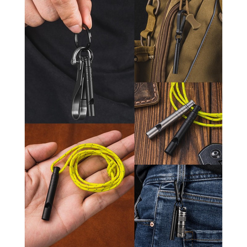 TISUR Titanium Emergency Whistle,120db Safety Whistle with Lanyard,Outdoor Survival Small