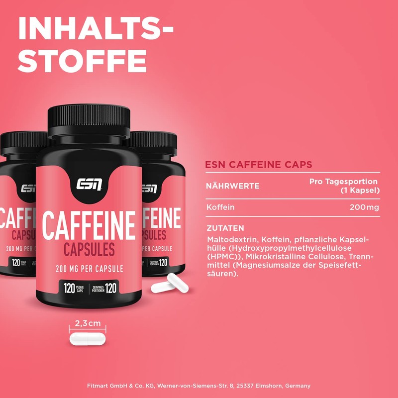ESN Caffeine Capsules, Box of 120