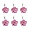 Wehome Pink Flower Style Shower Curtain Rings Set of 12