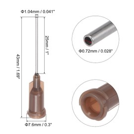 sourcing map Industrial Blunt Tip Dispensing Needle with Luer Lock for Liquid Glue Gun, 19G 1", 20 Pcs (Brown)