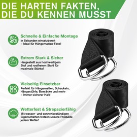 Viomis Swing & Hammock Mounting Set 900 kg – Complete Set with 2 x 150 cm Straps, Carabiners, D-Rings, Protective Pads & Bag