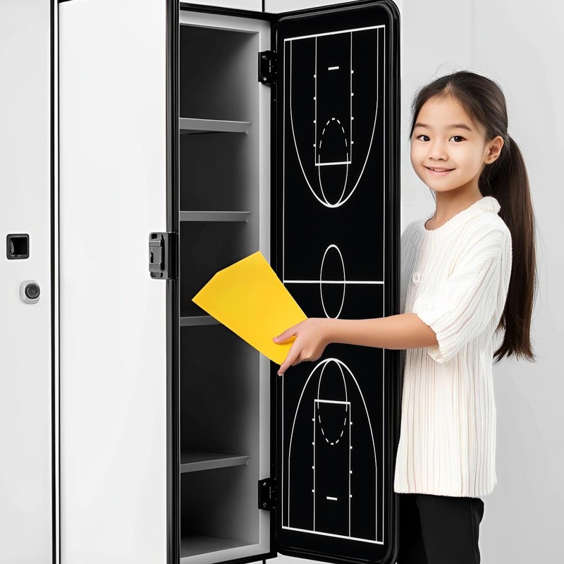 2 Pcs Locker Magnetic Wallpaper Basketball Court Black 12" x