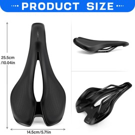 GOUNNU Bicycle Saddle Men's Comfortable Ergonomic Bicycle Saddle Women's Soft Shock Absorbing Hollow Bicycle Seat with Waterproof Cover for MTB, Road Bike, City Bike and Exercise Bike (S)
