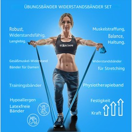 Starktape -Resistance Bands Fitness Band Professional Roll Physiotherapy Elastic Exercise Fitness Workout Band for Upper and Lower Body Pilates Rehab Yoga Pilates Training X-Heavy Grey
