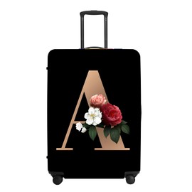 Floral A lphabet Luggage Cover Set, Vintage Letter Print Waterproof Suitcase Protector, Travel Accessories for Women Men