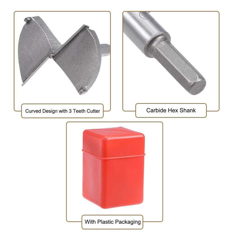 sourcing map Forstner Drill Bits 65mm, Tungsten Carbide Wood Hole