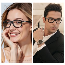 Missfive 2 Pack Premium Progressive Multifocus Reading Glasses for Men Women, Lightweight TR90 Frame Readers, Unisex No-line Trifocal Eyeglasses for Near Range, Anti Blue Light/UV, 1.25x