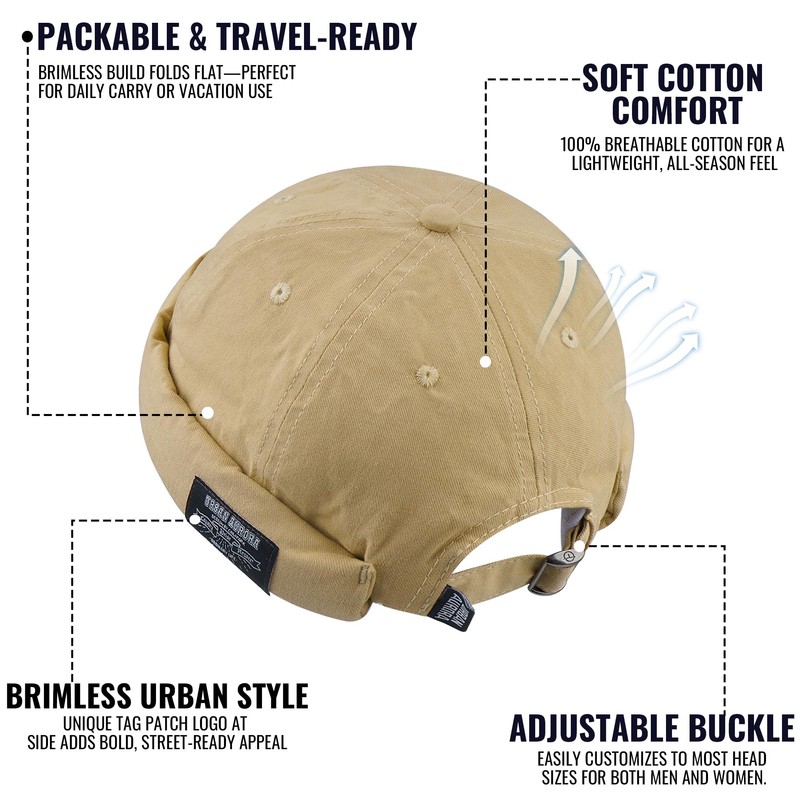 Clakllie Lightweight Brimless Hat Daily Beanie Docker Cap Plain Sailor
