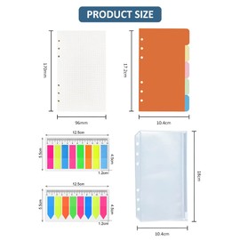 Ring Binder A6 Refillable Note Paper Set, A6 Paper Dotted Refill Papers Set, A6 Paper, Dividers, A6 Ring Binder Refill Paper, Sticky Notes, A6 Ring Binder, Envelope Bag, 6-Hole Binder