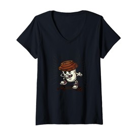 Womens Cartoon Character Dancing Fun For Kids Coffee To Go V-Neck T-Shirt