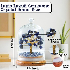 HOME INFINIX LAPIS LAZULI CRYSTAL TREE IN GLASS DOME - Money Tree, Crystal Tree of Life, Blue Bonsai Tree Feng Shui Tree for Positive Energy, Meditation, Spiritual, Birthday Gifts, Home & Office Decor
