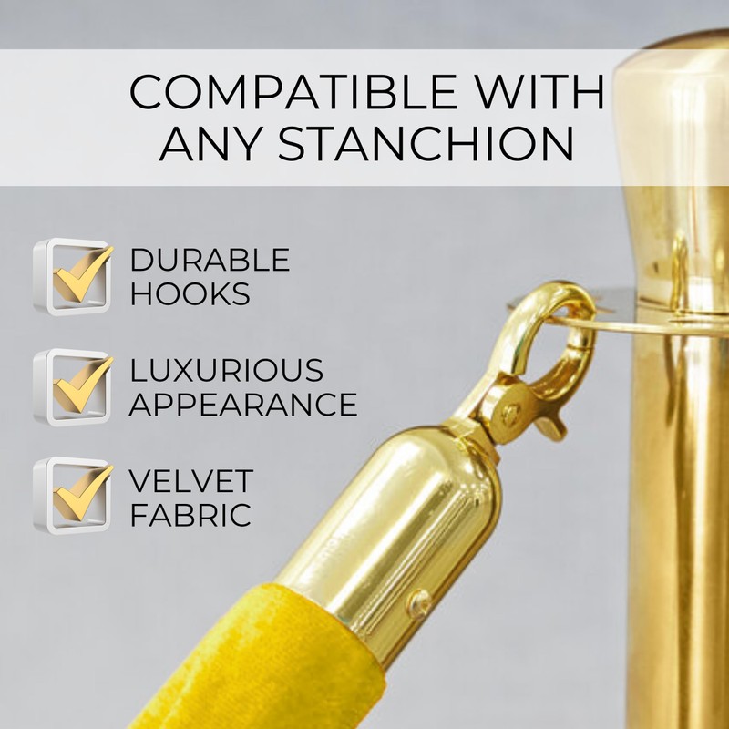 6PCS Gold Stanchion Rope 5FT — Golden Thick VIP Ropes