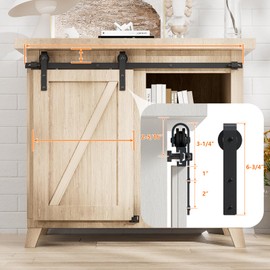 BONIKLUBA 4FT Super Mini Cabinet Small Sliding Barn Door Hardware Track Kit Apply for Storage Window TV Stand,Easy Install&Smoothly Quietly,Fit 21"-24" Wide Door Panel-J Shape Hanger