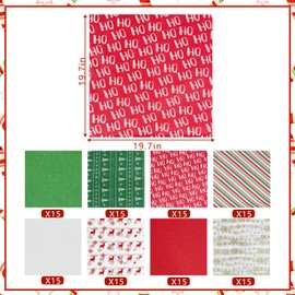 120 Sheets Christmas Tissue Paper Assorted Christmas Tissue Paper Xmas Wrapping Paper for Christmas Day Holiday Gift Wrap Packaging Crafts DIY