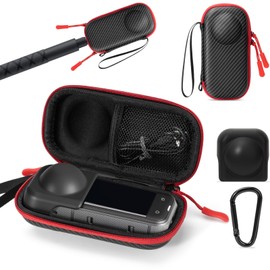 NIFUYOP Carrying Case for Insta 360 X5 X4 (for Original Lens Cap), Portable Travel Hard Shell Box Protective Cover, Travel Protector with Wrist Strap Carabiner for Insta360 X4 X5 Accessories Storage