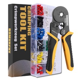 Ferrule Crimping Tool Kit with Wire Connectors, AWG24-8 Sawtooth Self-Adjustable Ratchet Wire Terminals Crimper Kit (Crimping Tool Set - 18 Types)