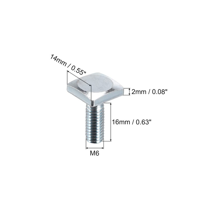 sourcing map Square Head Bolt, 20pcs M6x17.5mm Fully Thread Carbon