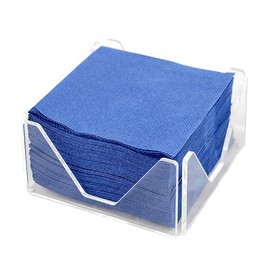 Hostelnovo - Cocktail Napkin Holder Clear Perspex 10cm x 10cm + 50 Blue Napkins