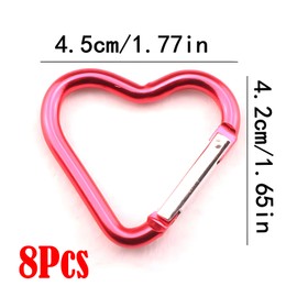 JYJLLM 8 Pack heart-shaped Carabiner clip,carabiner clip，Durable Ring Keychain，Clips camping accessories for Outdoor Home Rv, Camping, Fishing, Hiking, Traveling