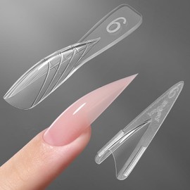 YOKEFELLOW Original Sandwich Dual Nail Forms - 15 Sizes 240Pcs Dual Forms for Builder Gel Quick Nails Extension, Poly Gel Nail Mold For Manicures at Home (IM222-Medium Stiletto)