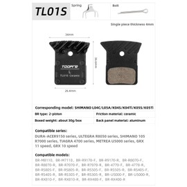 Bike Disc Brake Ceramic Pads Compatible with Shimano L04C L05A K04S BR-M8110 BR-M7110 BR-R9170-F BR-R8070-F