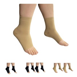 HealthyNees Open Toe Ankle 20-30 mmHg Compression Wide Big Foot Swelling Sleeve (Beige, 3XL)