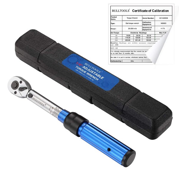 BULLTOOLS 1/4-inch Drive Dual-Direction Click Torque Wrench (20-200in.lb / 2.26-22.6Nm) 90-tooth High Accuracy Torque Wrench