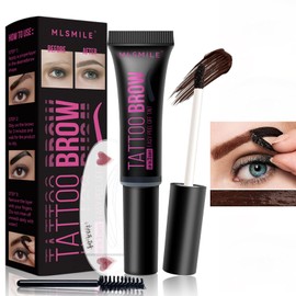 Eyebrow Tint Dark Tattoo Brown - Waterproof Semi-Permanent Colour Brow Tattoo Gel Lasts up to 3 Days Peel off Eyebrow Gel Tint Natural Eyebrow Makeup Gift for Women (02#)