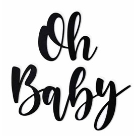 MUNILAIL Oh Baby Decal Sign for Backdrop Felt Black Baby Shower Sign for Gender Reveal 1st Birthday Party Decoration