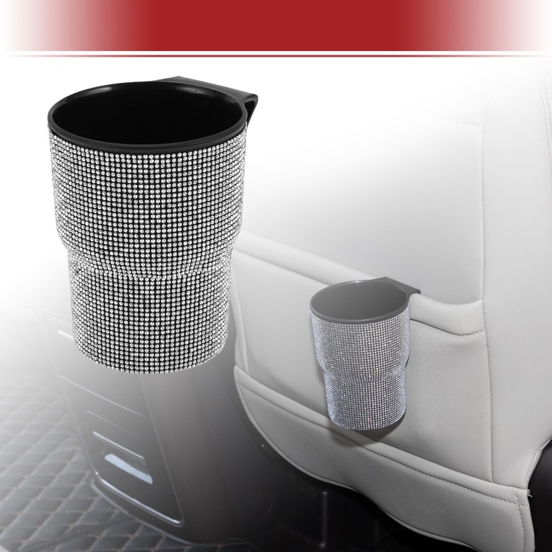 ACROPIX Car Trash Can Trash Bin Rhinestones Hanging 3.9" Width