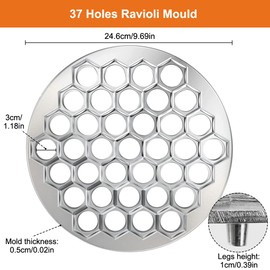 Dumplings Ravioli Mould, 37 Holes Ravioli Mould, Dumpling Maker Russian Pelmeni Maker, Pelmeni Mould Made of Aluminium Alloy, Dumpling Maker Tool for Cooking Baking