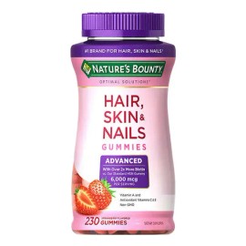 Gominolas Nature Bounty 230 con sabor a fresa para cabello, piel y uñas de 6000 mcg