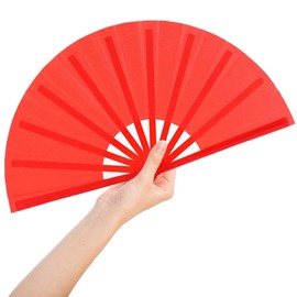 Ehonik 13inch Hand Fans for Women Foldable, Rave Fan Popping Fan Clacking Fans for Line Dancing, Large Folding Hand Fan Boots on The Ground Fan, Perfect for Wedding Party Dances Decorations (Red)