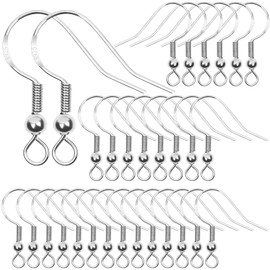 30 Pieces 925 Earring Hooks, Silver Earring Hooks, Ear Wire Hypoallergenic, Earring with Spring Ball, Fine Texture and Skin-Friendly, for DIY Earring, Christmas Gifts